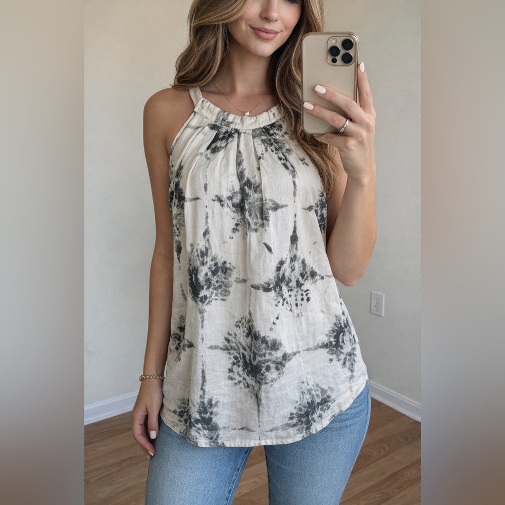 Bellambra 100% Linen Tie Dye Halter Top Blouse Size Large